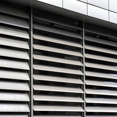 metallic   window shutter at the  office building, innovation technique